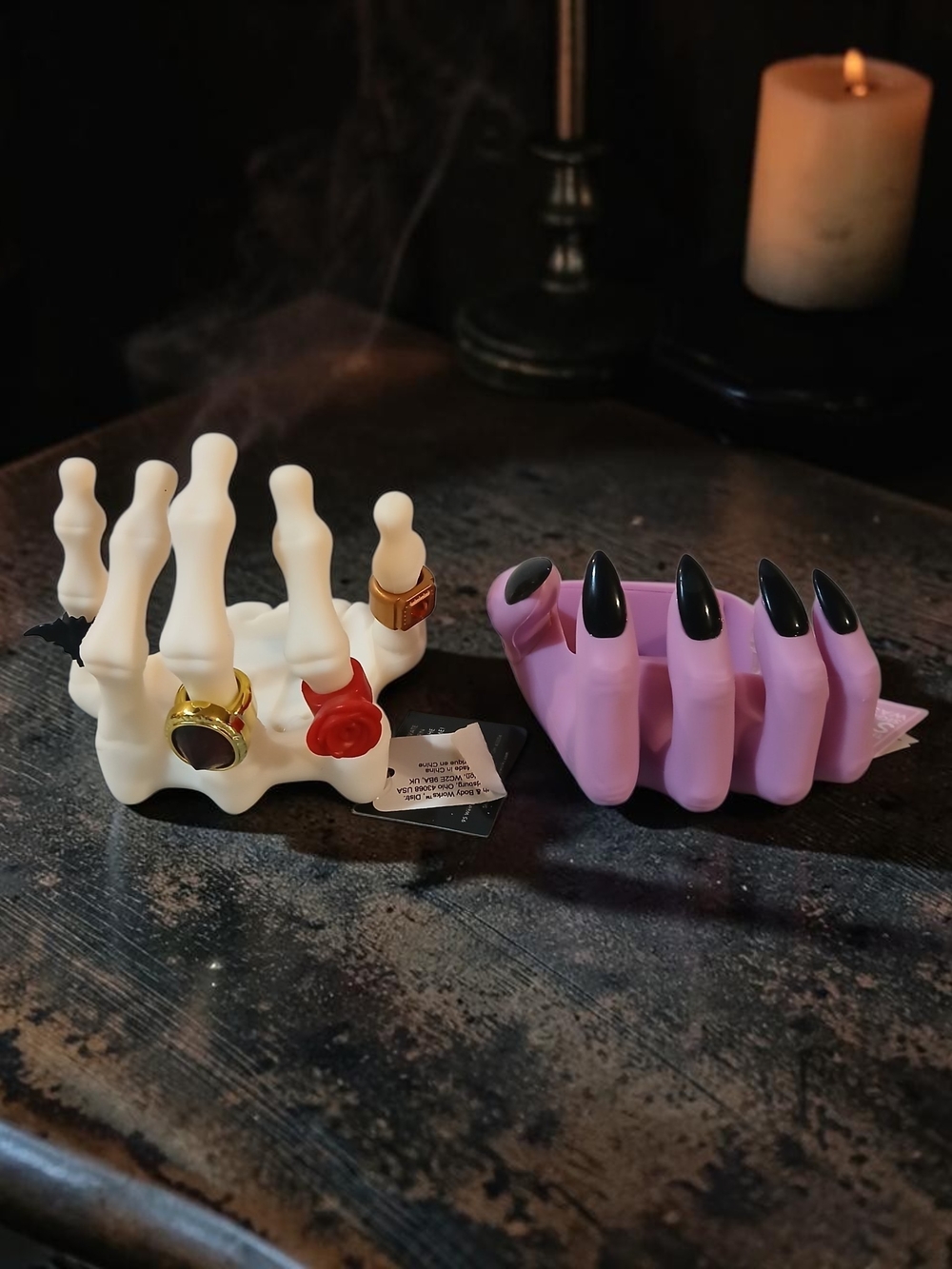 Silicone Skeleton Hand Soap Holder - White & Purple